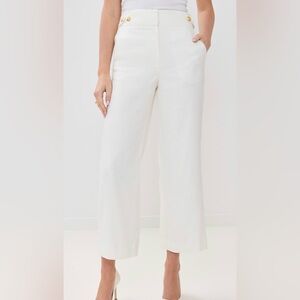 Veronica Beard Aubrie Pant. Wide-Leg White linen Pants